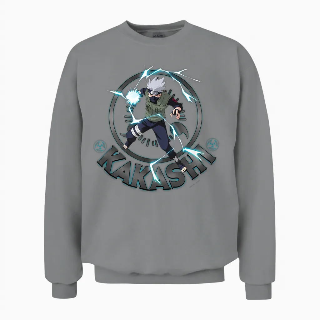 Naruto Shippuden Kakashi Lighting Circle T-Shirt Small Unisex Sweatshirt in Sport Grey