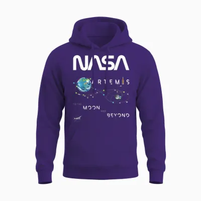 Nasa Artemis 1 Mission Exploration Insignia Worm Logo T-Shirt, Black, S Unisex Hoodie - Purple