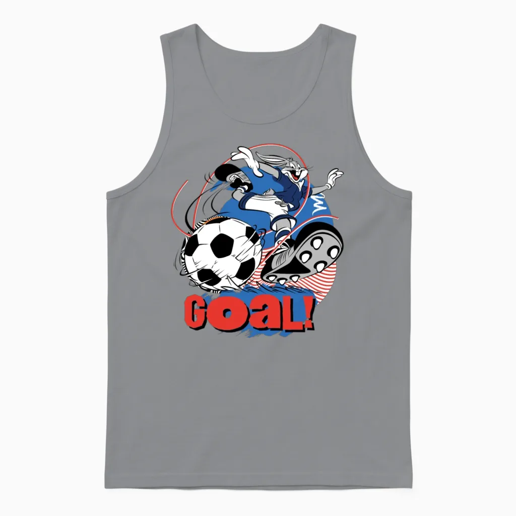 Looney Tunes Bugs Bunny Soccer Design Goal! Unisex Tank Top in Sport Grey