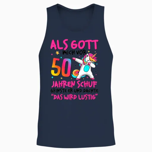 Women's 50th Birthday T-Shirt 50 Years Woman 50 It Will Be Funny, Gray Unisex Tank Top - Navy