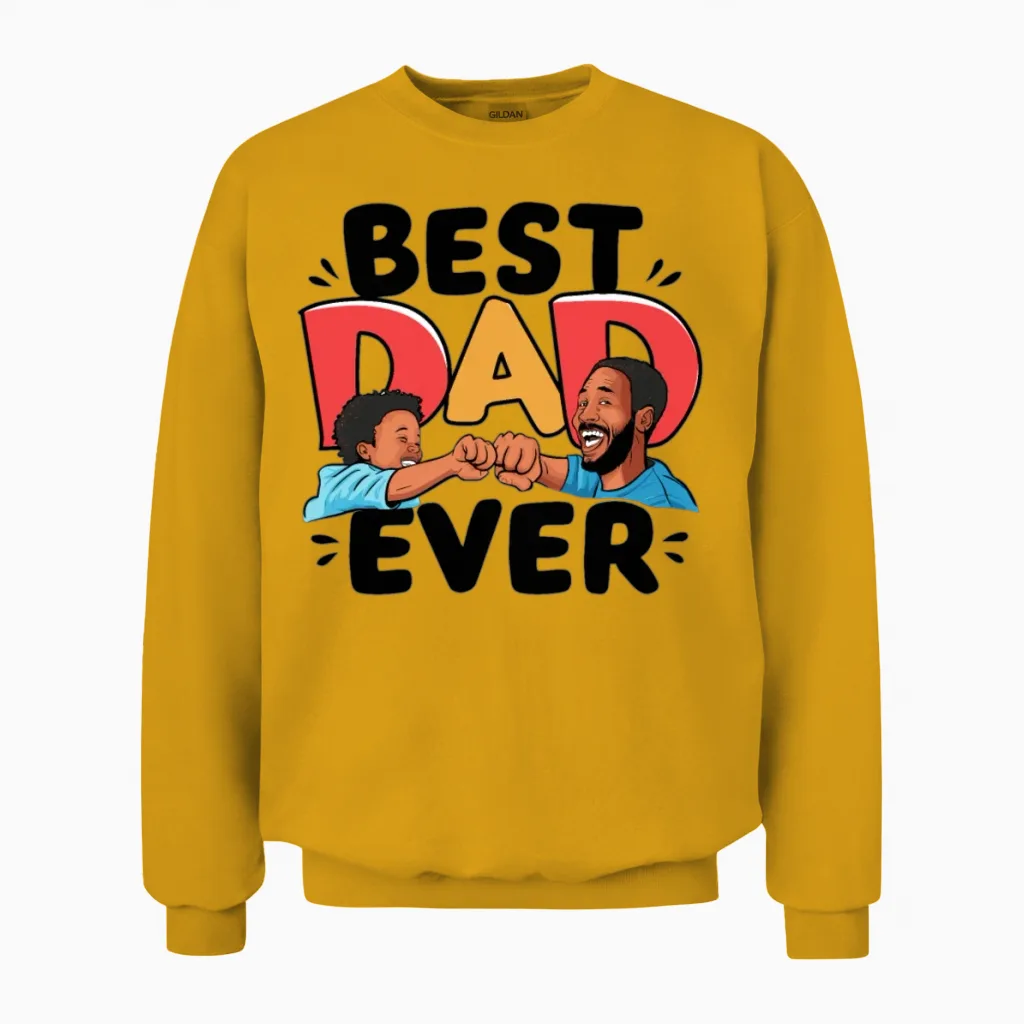 Father's Day the Best Dad in the World Unisex Sweatshirt in Gold