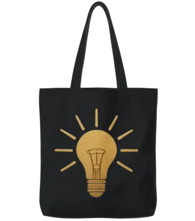 Golden Glow Lightbulb Tote Bags - Black