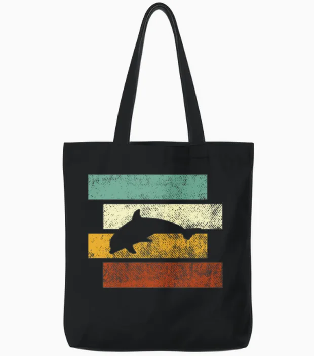 Dolphin Retro Tote Bags in Black