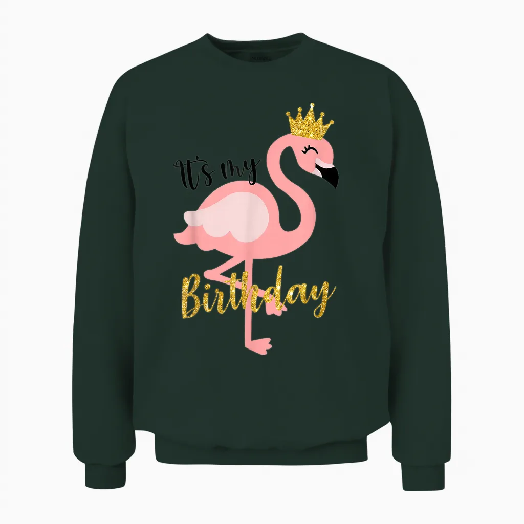 It's My the Birthday Princess Shirt, Flamingo, Für Mädchen, Kinder Unisex Sweatshirt in Forest