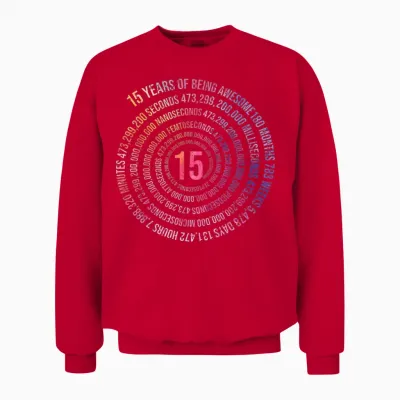 15 Years Birthday Helix 15 Years Boy Girl Birthday Unisex Sweatshirt - Red