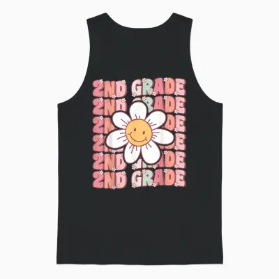 Groovy 2nd Grade Back to School First Day of Second Grade Unisex Tank Top - Black