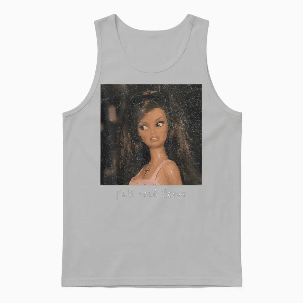 Ya'll Need Jesus Disgusted Face Christian Funny Unisex Tank Top in Ash