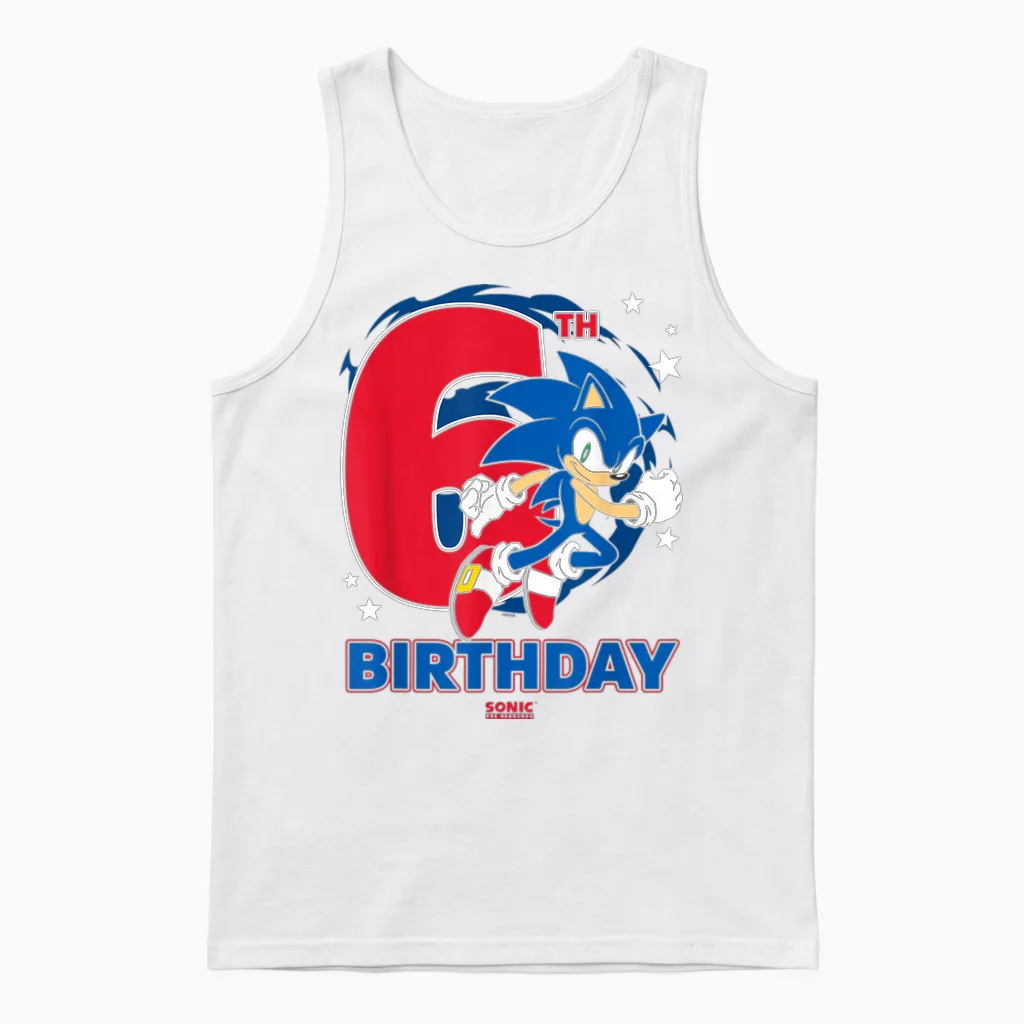 Sonic the Hedgehog Epic Sonic 6th Birthday Big Chest Logo Unisex Tank Top in White