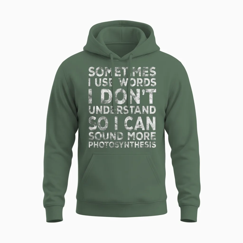 Lustiger Spruch "sometimes I Use Words I Don't Understand" Unisex Hoodie in Military Green