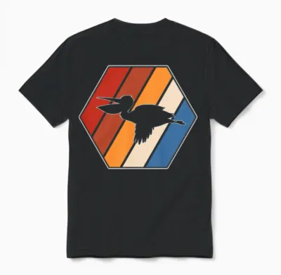 Pelican Retro Unisex T-Shirt - Black