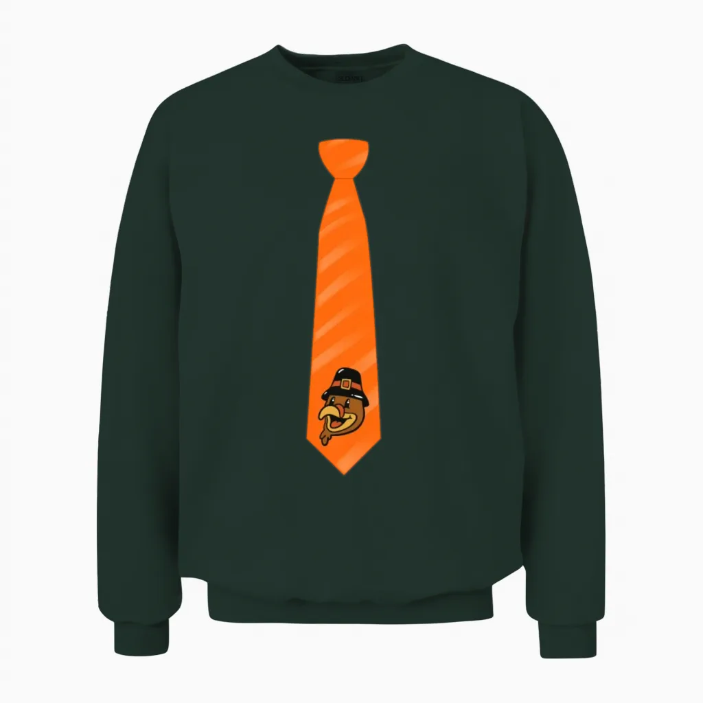 Thanksgiving Tie Funny Thanksgiving Turkey Trot Unisex Sweatshirt in Forest