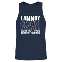 I Annoy Stupid People Mens Funny Offensive Unisex Tank Top - Navy – 2