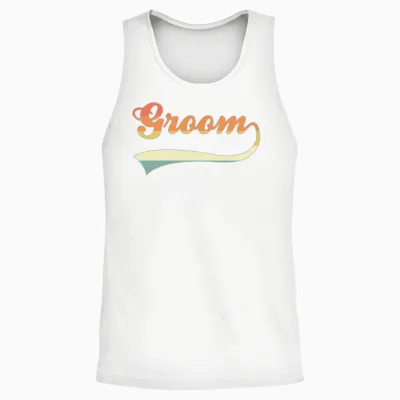 Groom Lettering Retro Unisex Tank Top - White