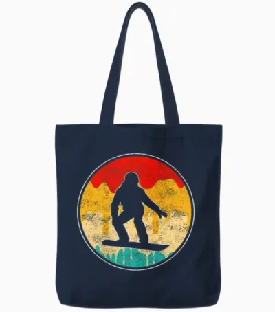 Snowboarding Retro Tote Bags - Navy