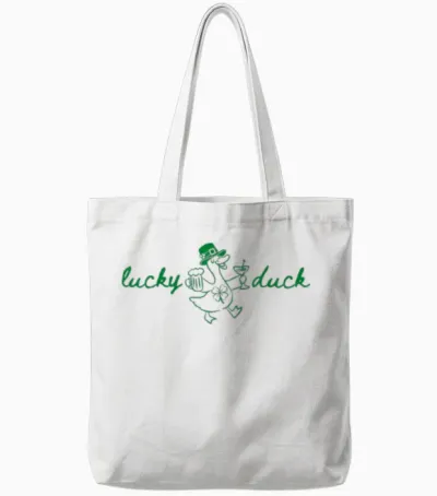 St Patrick's Lucky Duck Saint Paddy's Day Irish Beer Martini Tote Bags - White