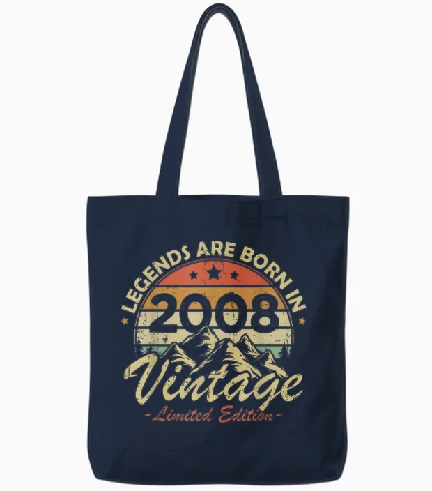 Legends Are Born in 2008 Birthday Gift 18 Years Old Tote Bags in Navy