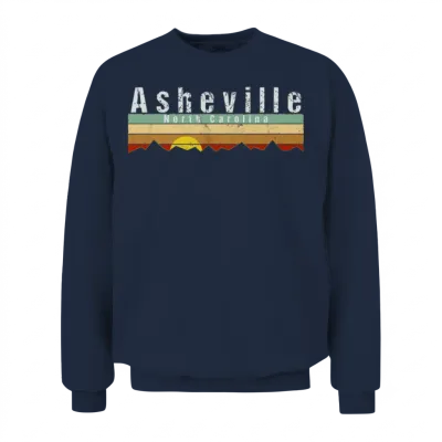 Retro Vintage Asheville Nc Unisex Sweatshirt - Navy
