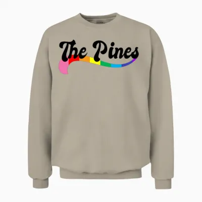 The Pines Fire Island Ny Rainbow Logo Lgbtq Pride Unisex Sweatshirt - Sand