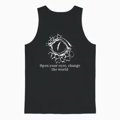 Open Your Eyes Change the World Unisex Tank Top - Black