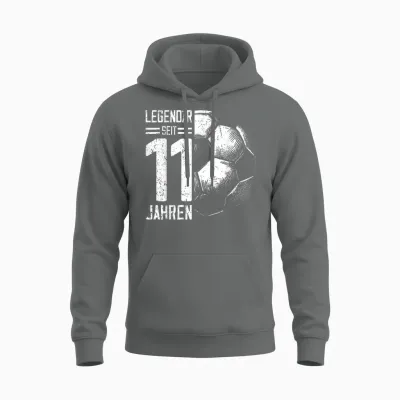 11th Birthday Retro Football Player 11 Years Boy Kids T-Shirt, Black Unisex Hoodie - Graphite Heather
