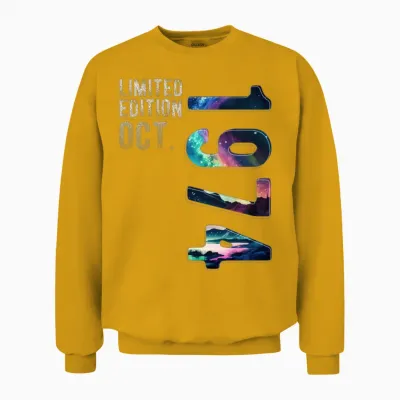 Limited Edition 1974 October Birthday Polar Lights Unisex Sweatshirt - Gold