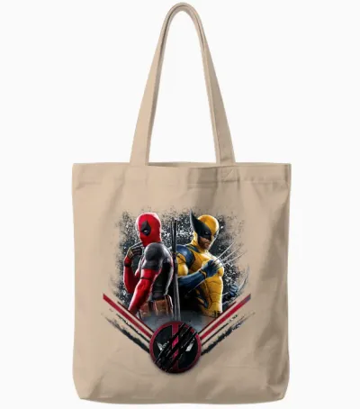 Marvel Studios Deadpool & Wolverine Side-By-Side Claw Icon T-Shirt, Black, S Tote Bags - Natural