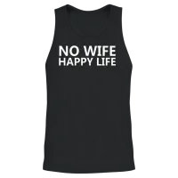 No Wife Happy Life — Couples & Matching Unisex Tank Top - Black – 2