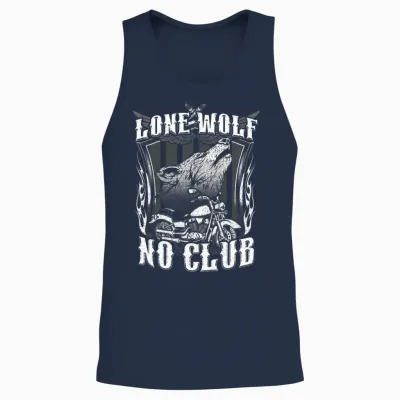 Lone Wolf No Club Moto Rider Biker Wolves Femme Homme Manche Longue Unisex Tank Top - Navy