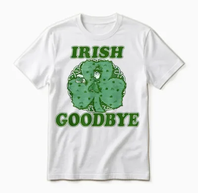 Irish Goodbye Leprechaun with Beer Shamrock St Patrick's Day Unisex T-Shirt - White