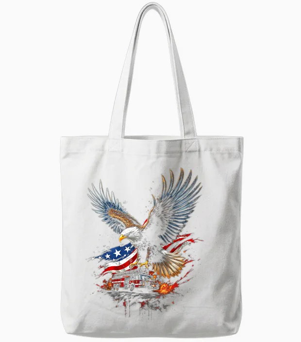 Camion De Pompier Aigle Patriotique Tote Bags in White