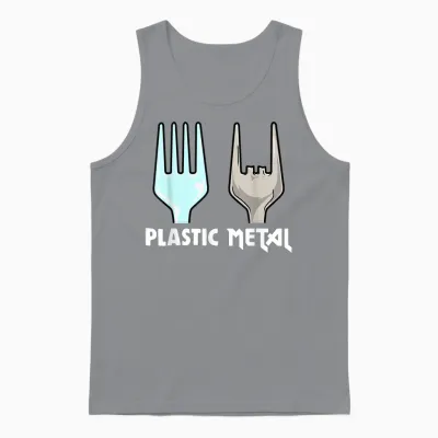 Plastic Fork Metal Funny Heavy Metal Music Metalhead Humor T-Shirt, Black, S Unisex Tank Top - Sport Grey