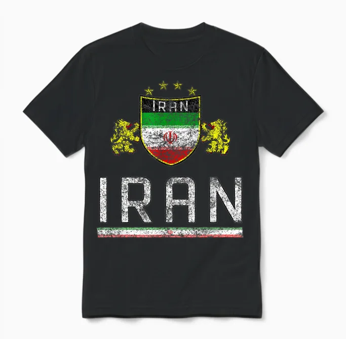 Iran Fußball Fan Trikot Iranische Flagge Fußballliebhaber Unisex T-Shirt in Black