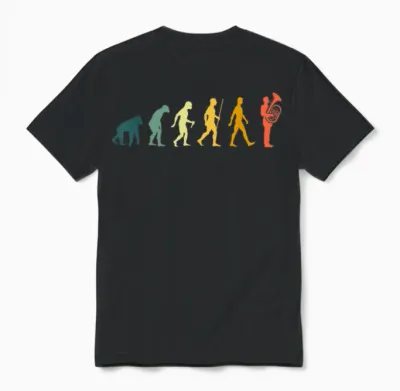 Tubaspieler Evolution Tubist Retro Musiker Entwicklung Tuba Unisex T-Shirt - Black