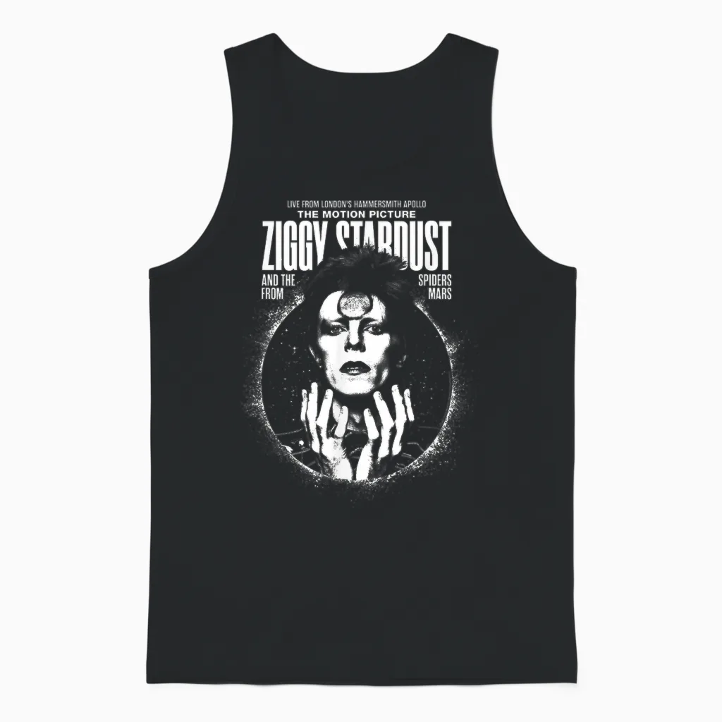 David Bowie Ziggy Stardust, the Sukita Movie Photo Unisex Tank Top in Black