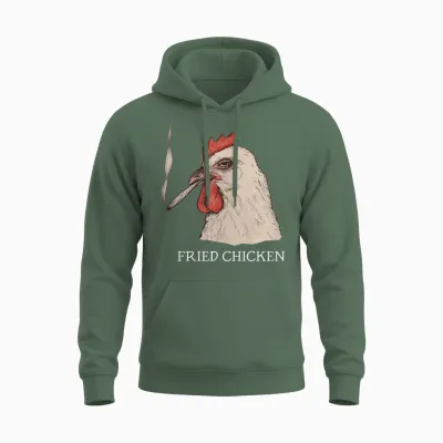 Fried Chicken 420 Smoking Marijuana, Funny Stoner, Weed Meme Unisex Hoodie - Military Green