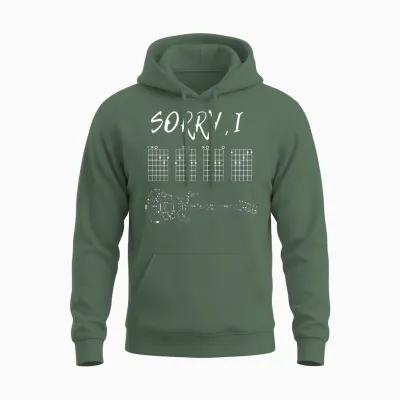 Sorry I-Dgaf Funny Hidden Message Guitar Chords Unisex Hoodie - Military Green