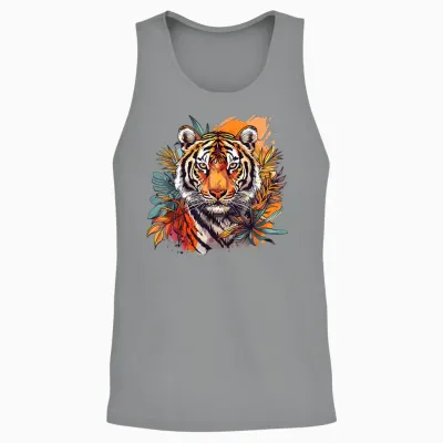 Niedlicher Tiger Mit Blumen I ästhetischer Tiger Unisex Tank Top - Sport Grey