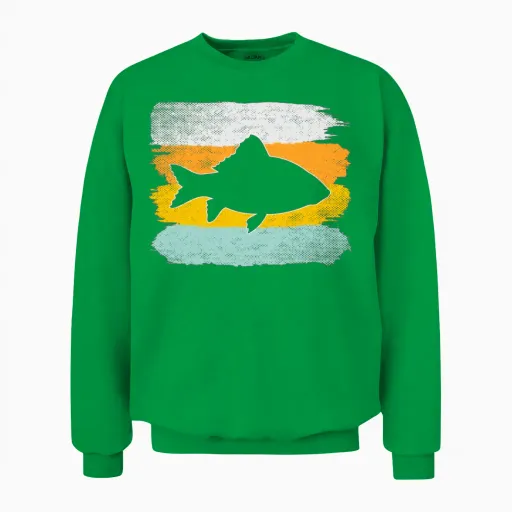 Fish Retro Unisex Sweatshirt in Irish Green