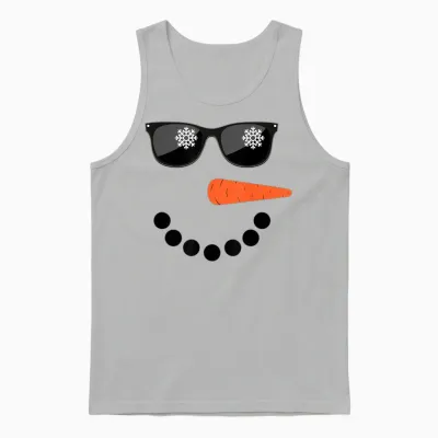 Snowman Shirt Glasses Boys Kids Toddlers Christmas Winter Unisex Tank Top - Ash