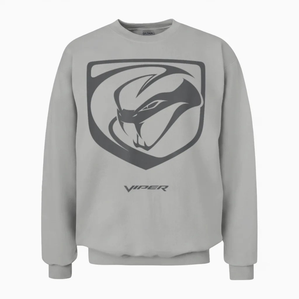 Dodge Viper Logo T-Shirt, Black, S Unisex Sweatshirt in Ash