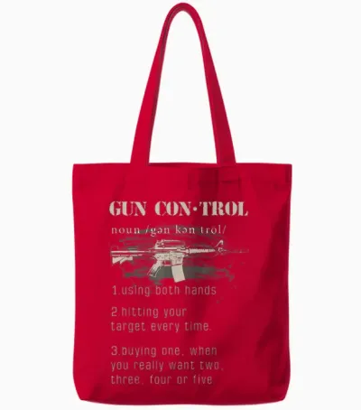 2nd Amendment Funny Gun Control Definition Tote Bags - Red
