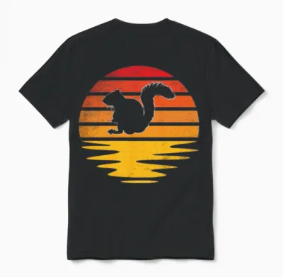 Squirrel Retro Unisex T-Shirt - Black