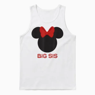 Disney Minnie Mouse Red Bow Icon Big Sis Sister Family Unisex Tank Top - White