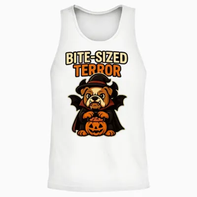 Bulldog Vampire – Halloween Dog Unisex Tank Top - White