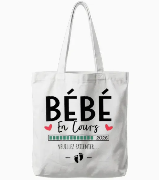 Baby in Progress 2026 - Announcement Pregnancy Future Mom and Dad T-Shirt, White, S Tote Bags - White
