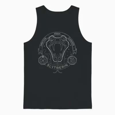 Harry Potter Slytherin Line Art Snake Symbol Unisex Tank Top - Black