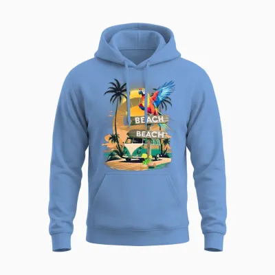 'beach Sign Parrot Scene' Gd Unisex Hoodie - Carolina Blue