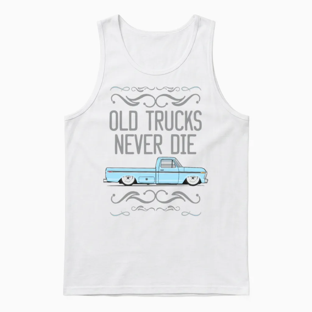 Old Trucks Wind Blue Unisex Tank Top in White