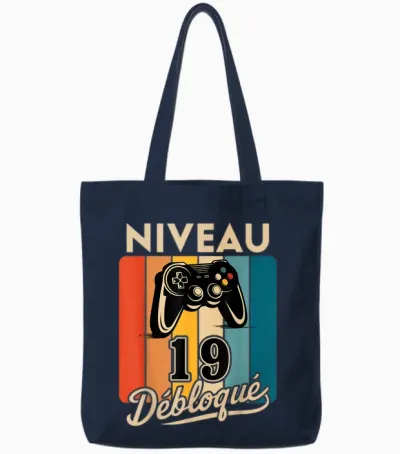 Level 19 Years Man 2006 Birthday Gamer Level 19 Man Tote Bags - Navy