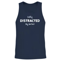 Easily Distracted by Horses Horse Lovers Unisex Tank Top - Navy – 2